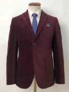 OEM ODM Men’s Wine Red Cotton Blend Knit Blazer