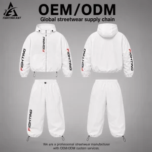 OEM ODM Nylon Tracksuit Set Lightweight Windbreaker Hoodie Jacket Jogger Pants Sportswear Set Polyester Streetwear Training Suit