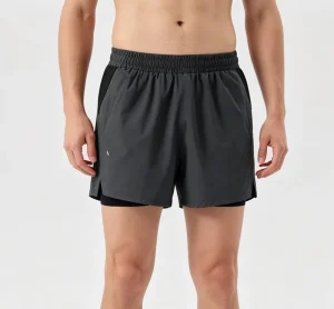 OEM Poly Spandex 160GSM Canvas Knitted 2 in 1 Bermuda Waterproof Squat Proof Plus Size Men Gym Running Shorts for Men