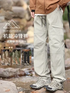 OEM Service Men’s Polyester Waterproof & Windproof Hiking Outdoor Cargo Pants with Custom Logo