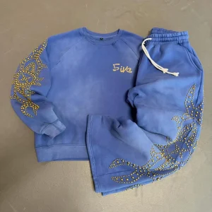 OEM Streetwear Custom Sweatshirt Hoodies and Sweatpants Set Baggy Sweat Suit Mens Streetwear Oversized Tracksuit