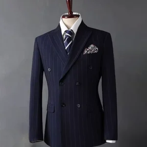 OEM Tailored Premium Double Breasted Wedding Men’s Suits & blazer Set Formal Tuxedo Classic Men Pinstripe Suit for Business