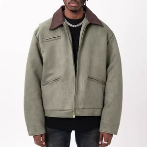OEM Winter Autumn Custom Logo Suede Jacket Men High Street Zipper Casual Men’s Solid Color Jacket