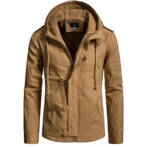 OEM Winter Men Coat Cotton Canvas Padded Hooded Coat Casual Jacket Loose Outwear
