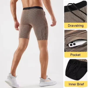 Oem Custom Men’S Sports Bodybuilding Hight Elastic Athletic Compression Jogging Workout Running Training Shorts With Inner Brief