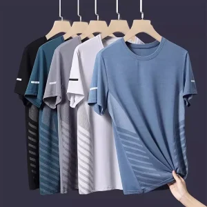 Oem Customized logo Synthetic Ice Silk Summer Thin Sports Short sleeved Loose Large size New Tops Men’s Short Sleeve T Shirt