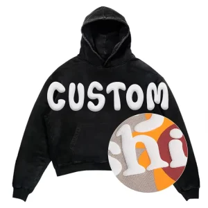 Oem Graphic Streetwear Acid Wash 400 500 600 Gsm Heavyweight Men Cropped Manufacturers Puff Print Printing Custom Hoodie