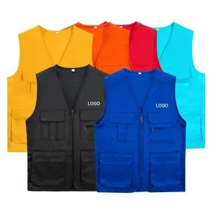 Oem Men’s Oversize Utility Vest With Multiple Pockets Sleeveless for Outdoor Fishing & Hunting Custom Logo Printed Summer Fabric