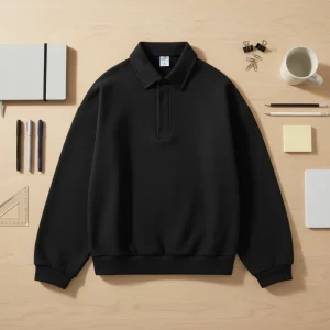 Old Money Style Heavyweight Polo Shirt Men’s American Lapel Pullover Loose Large Size Sports Sweatshirt Men