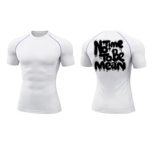 One Stop Service Custom Letter Patter Men’s Athletic Cut Active Top Polyester Spandex White O neck Activewear Tee for Activewear