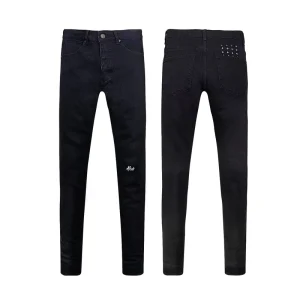 Original Designer Black Elastic Slim Jeans Men Embroidered Brand Jeans for Men
