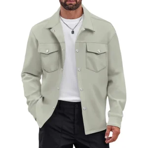 Outdoor Casual Coat Mens Fashion Buttons Windproof Lightweight Jacket for Men