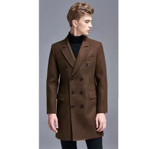 Oversized Made to Measure Custom Cashmere Men’s Slim Wool Trench Coat Handmade Long Woolen Winter Coat Men Overcoat