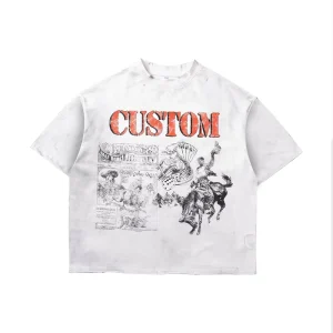 Oversized Solid Dirty Wash T Shirt for Men 100% Cotton Customizable Eco Friendly Breathable Digital Printing