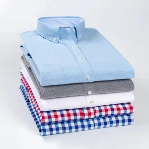 Oxford Men’s Plaid Cotton Long Sleeve Top Trendy Summer Spring Plus Size Shirts for Men