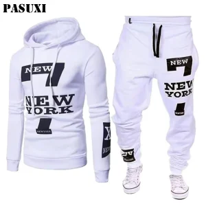 PASUXI Plus Size Outdoor Sport Men’s Sportswear Tracksuit 2 Piece Set Hoodie and Sweatpants Set