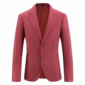 Patch Pocket Center Vent Casual Suit Blazer Two Button Single Breasted Notch Lapel Men’s Jacket