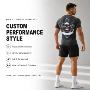 Performance Men’s Fitness Shirt Muscle Fit Compression Top Breathable Activewear for Fitness Distributors