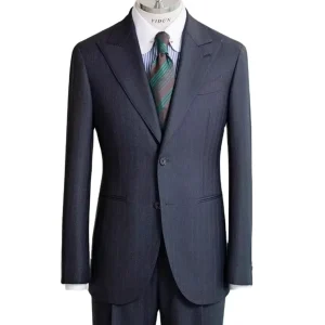 Plaid Fabric Causal Herringbone Strips Men’s Slim Fit Plus Size Breathable Business Suit Blazer