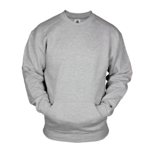 Plain Men’s 100% Cotton Winter Crewneck Sweatshirts with Embroidered Knitted Fabric and Kangaroo Pockets