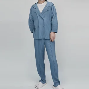Pleated Double Breasted Men’s High End Hooded Casual Suit Loose Fashionable Small Niche Top Coat Trendy