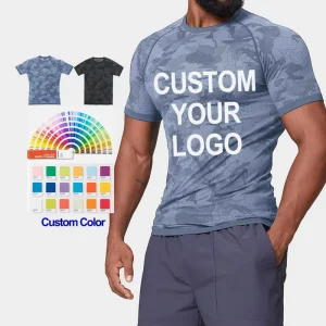 Plus Size Custom Seamless Men’s Quick Drying Slim Fitting Jacquard Sportswear Workout Gym Fitness Mens Clothing Short Sleeve