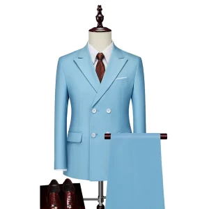 Plus Size M 6xl Men 2 Pieces Set Formal Double breasted Suit Male Groom Wedding Blazer Vest Pants Sets Men’s Business Suits