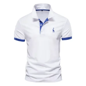 Plus Size Man Cotton Polo Shirt for Summer Breathable Embroidered Giraffe Polo Tee Turn-down Collar Quick Dry Official Tops