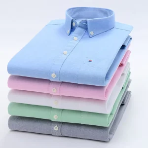 Plus Size Men Formal Cotton Oxford Shirt Long Sleeve Button Down Men’s Dress Casual Shirts
