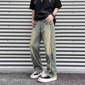 Plus Size Men’s Denim Jeans Blue Baggy Jeans Hommes New Fashion Hip Hop Stacked Jeans
