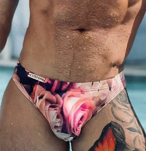 Plus Size Mens Swimwear Briefs Floral Designer Mens Pouch Swim Wear Mens Sexy Bikini Swim Trunk