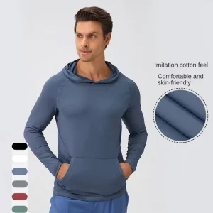 Plus Size Quick Dry Breathable Lightweight Men’s Gym Workout Active Long Sleeve Pullover Hoodie Sweatshirts