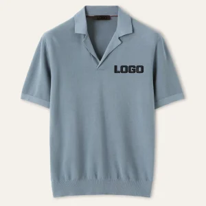 Polo Shirt Men Cotton Silk Blurred Clouds Print Relaxed Fit Knitted Jersey Tops Polos De Hombre Casual Summer