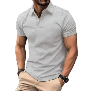 Polo Shirts Men’s Polo Shirts Lapel Button Solid Color Men’s T-Shirt Summer Casual Comfortable Golf Men’s Clothing