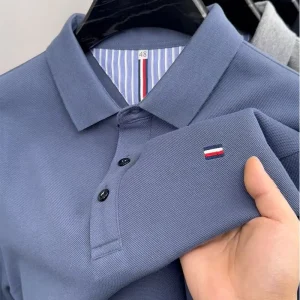 Polos Pour Hommes Men’s Solid ODM Loose Fit Knitted Polyester Cotton Casual Breathable Quick Dry Short Sleeve ButtonDown T Shirt