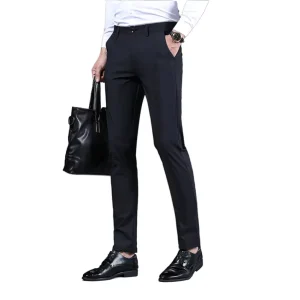 Polyester Cotton Blend Solid Color Men’s Pants With Pockets Straight Leg Regular Fit Casual Daily Outdoor Trousers