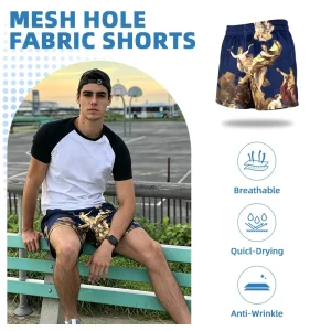 Polyester Mesh Shorts Men’s Beach Shorts Sublimation Print Quick Dry Board Shorts Style Breathable Gym Training Shorts