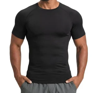 Polyester Spandex T shirts Custom Logo Gym Workout Training Fitness Sports Compression Tee Shirts for Men