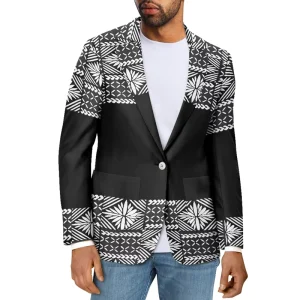 Polynesian Blazer for Men Custom Design Tribal Print College Blazer Simple Style Black Casual Suits Men’s Suits Blazer