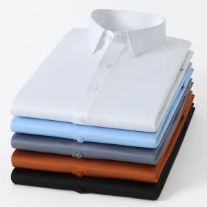 Poplin Plus Size Men’s Shirts Long Sleeve Solid Mens Dress Shirts for Men Formal Work Shirt
