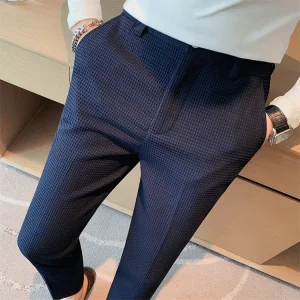 Popular New Casual Dress Pants Solid Color Nine-point Pants Fashion Men’s Dress Pants