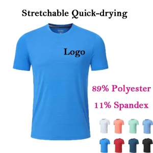 Premium Elastic Crystal Fabric Sport T Shirt Lightweight Quick Dry Breathable Pour Hommes Blank Custom Graphic Printed T-Shirt