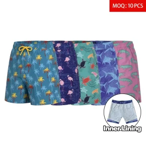 Premium Manufacturer Custom Sublimation Printed Shorts Lightweight Quick Dry Men’s Vacation Beach Shorts With Liner