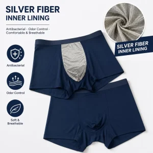 Premium Men’s Boxer Shorts Silver Fiber Inner Layer Soft Elastic Breathable EMF Protection Underwear
