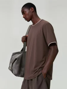 Premium Men’s Oversized Mercerized Cotton T-Shirt 195g Liquid Ammonia Finish Wrinkle Free Luxury Basic Custom Tee