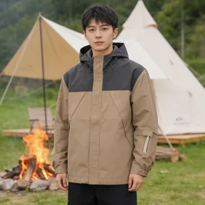 Professional Men’s Autumn Outdoor Rain Jacket Waterproof Windproof Breathable Lightweight Zipper for Backpacking Climbing