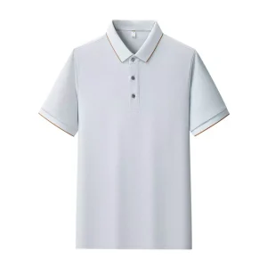 Pure Color Anti Wrinkle Embroidered Silk Cotton Men’s Short Sleeve Button Up Casual Professional Workwear Shirt High Quality