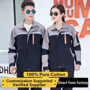 Pure Cotton Men’s Workwear Suit Electric Welder Spring Autumn Breathable Anti Scald Wear Resistant Stain Resistant Factory Labor