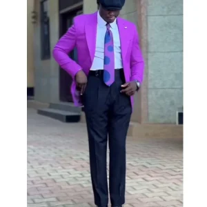 Purple Black Men’s Suits Men Wedding Tuxedos 2 Pieces Groom Pants Prom Jacket Blazer Outfit Clothing
