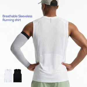 QUICKSHOW Men’s Mesh Running Sleeveless Singlet Activewear Breathable Moisture Wicking 4 Way Stretch Marathon Trail Run Top